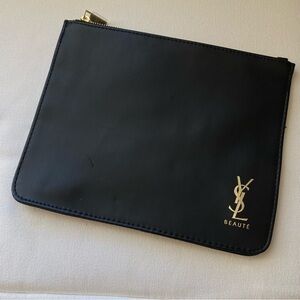 YSL Beaute Expandable Zipper Pouch Faux Leather Bag Yves St Laurent